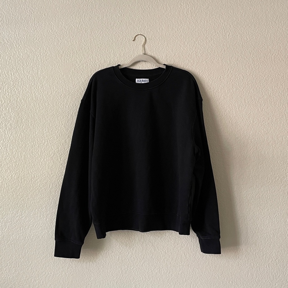 Old Navy Crewneck Sweatshirt Washed Look Faded Black Crew Retro Indie
